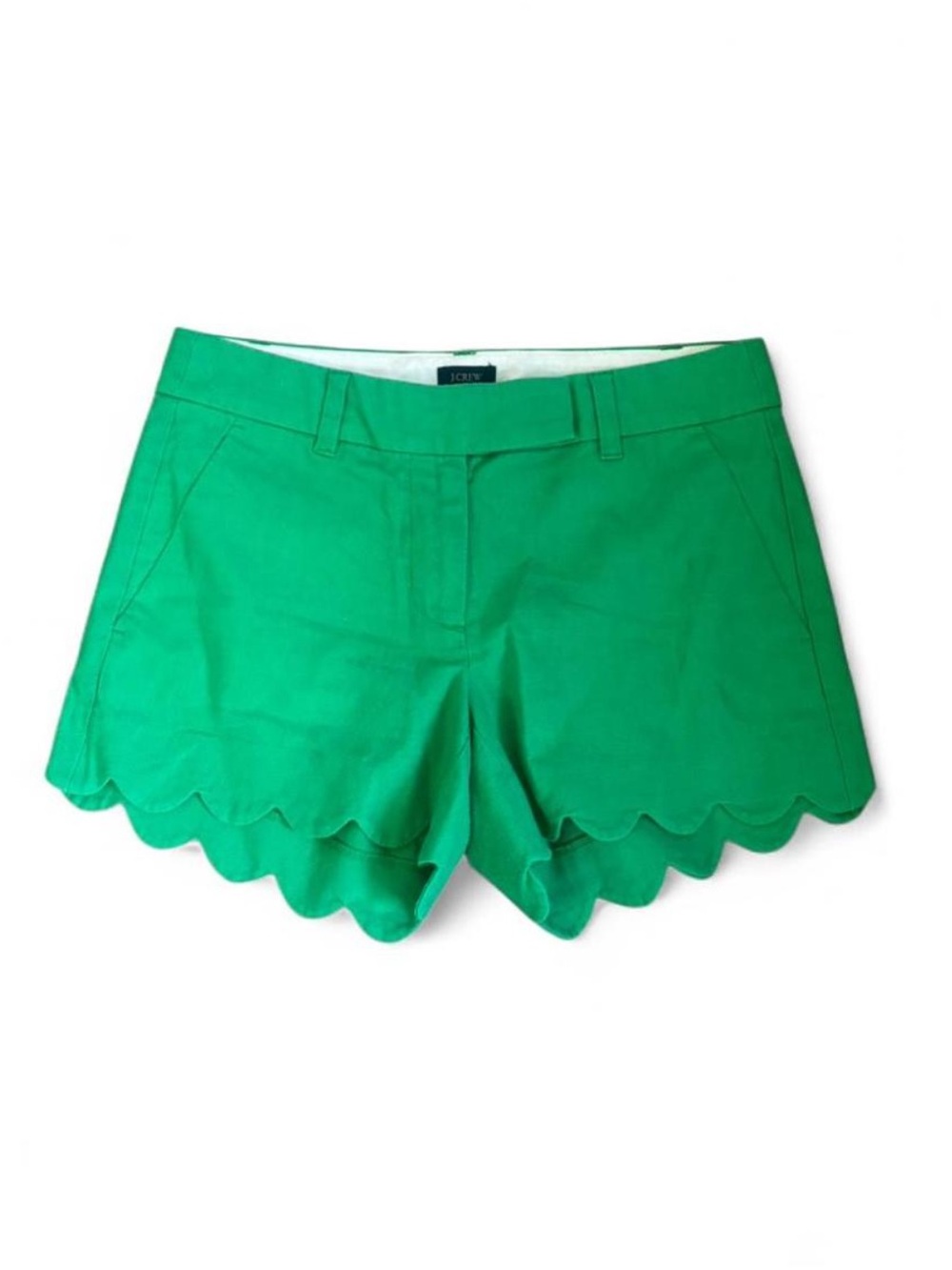 J. Crew Bright Green Scallop Hem Shorts